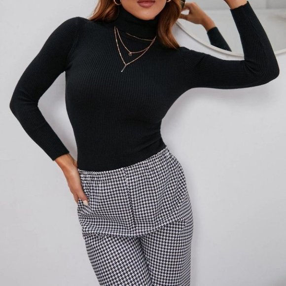 black turtleneck sweater casual - Picture 2 of 5